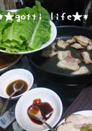 サンチュで手巻き豚肉-レシピのメイン写真