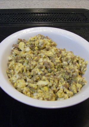 ヘルシーな合いびき肉と豆腐と卵の煎り煮-レシピのメイン写真