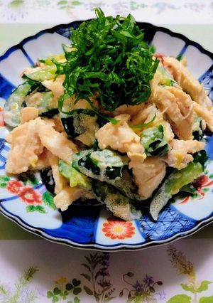今夜の夕飯簡単ささみ胡瓜大葉明太マヨ副菜-レシピのメイン写真