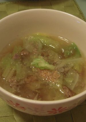 ひき肉とキャベツの中華スープ-レシピのメイン写真