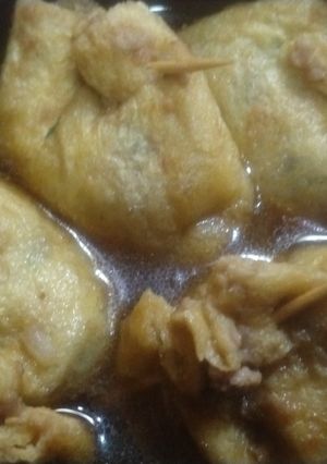 ネギの青い部分で 油あげの肉詰め-レシピのメイン写真