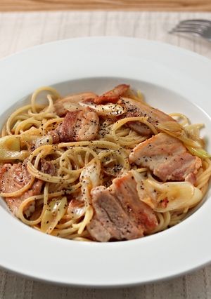 豚バラと長ねぎのねぎ塩パスタ♪-レシピのメイン写真
