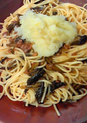 高菜漬け？みたいなほうれん草の梅パスタ-レシピのメイン写真
