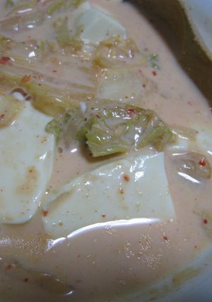キムチでポカポカ~豆乳×豆腐のスープ-レシピのメイン写真
