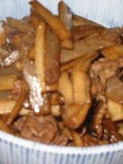 **牛肉ごぼう舞茸こんにゃくの甘辛煮**-レシピのメイン写真