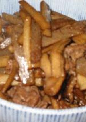 **牛肉ごぼう舞茸こんにゃくの甘辛煮**-レシピのメイン写真