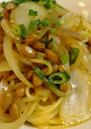 ネギ類と納豆のスパゲッティー-レシピのメイン写真
