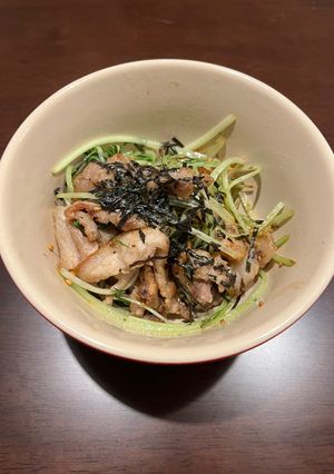 豚こま水菜のシャキシャキごま油炒め-レシピのメイン写真