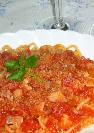 レンジでやきそばのトマトパスタ-レシピのメイン写真