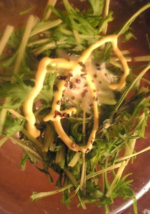 簡単：レンジ１分：水菜のマヨチーズ蒸し-レシピのメイン写真