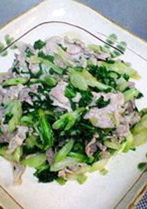 「セロリの葉と豚肉の炒めもの」-レシピのメイン写真