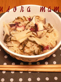 晴天んちの塩こぶ&タコの炊き込みご飯-レシピのメイン写真