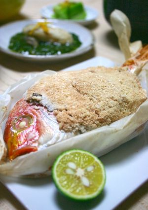 小さな鯛の塩釜焼き*柚子風味-レシピのメイン写真