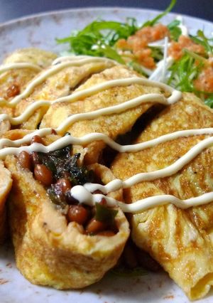 納豆ねぎ味噌 in 卵焼き-レシピのメイン写真