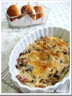 キノコとベーコンのサクサクパン粉焼き❤-レシピのメイン写真