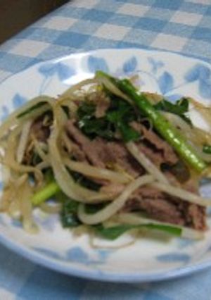 さっぱり煮物　もやしとにらの牛こま煮-レシピのメイン写真