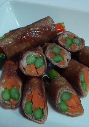 薄切り肉の野菜巻き☆お弁当にも-レシピのメイン写真