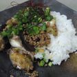 豚ひき肉と茄子の甘辛丼