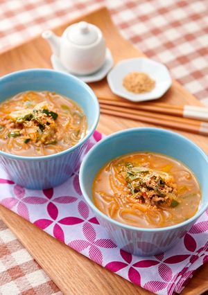 レンジで！坦々風春雨スープ-レシピのメイン写真