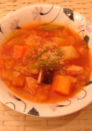 和風食材でミネストローネ-レシピのメイン写真