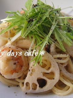 エビと蓮根の和風パスタ~ゆず胡椒風味~-レシピのメイン写真