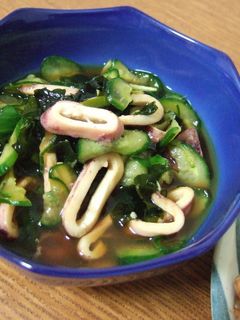 イカとワカメときゅうりの酢の物♪-レシピのメイン写真