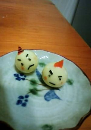 キャラ弁♪　鶉の卵で鬼の子-レシピのメイン写真