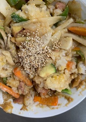 お一人様野菜たっぷり梅ウスター味炒飯-レシピのメイン写真