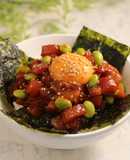 簡単！ピリ辛☆マグロゆっけ枝豆丼