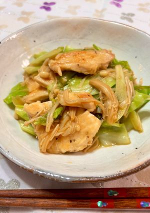 鶏胸肉とえのき茸キャベツのにんにく醤油☆☆-レシピのメイン写真