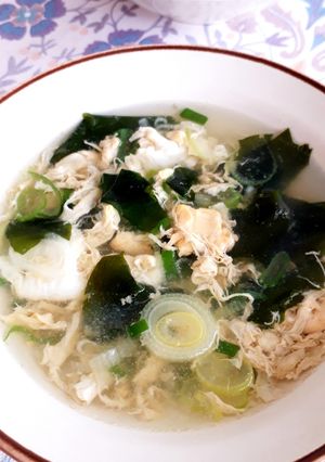 豚肉の茹で汁で☆わかめとたまごのスープ-レシピのメイン写真