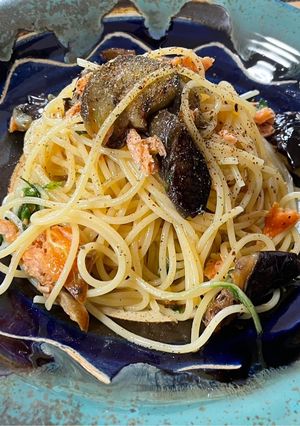 鮭と揚げなすの冷製パスタ-レシピのメイン写真