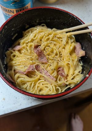 レンジで簡単！全卵使用の絶品カルボナーラ-レシピのメイン写真