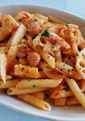 トマト缶の残り　ｄｅ　根菜トマトパスタ♪-レシピのメイン写真