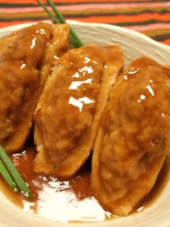 肉あんたっぷり~厚揚げの肉詰め煮-レシピのメイン写真