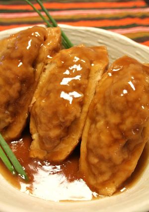 肉あんたっぷり～厚揚げの肉詰め煮-レシピのメイン写真