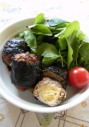 お弁当に♪うずらの海苔巻きハンバーグ-レシピのメイン写真