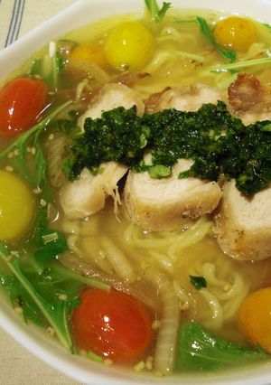 中華三昧、鶏肉の春菊ソース！-レシピのメイン写真
