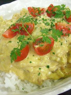 白菜のカレー風味カルボナーラ丼-レシピのメイン写真