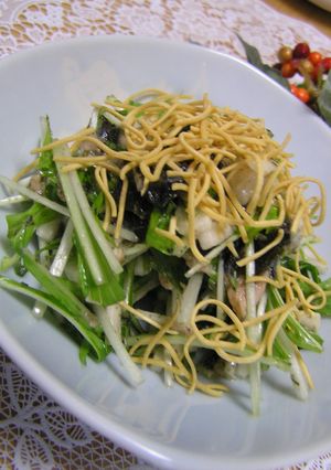 シャキシャキ♪水菜と山芋のサラダ海苔風味-レシピのメイン写真