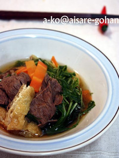 「水菜と牛肉の煮びたし」“おうち”の味♪-レシピのメイン写真