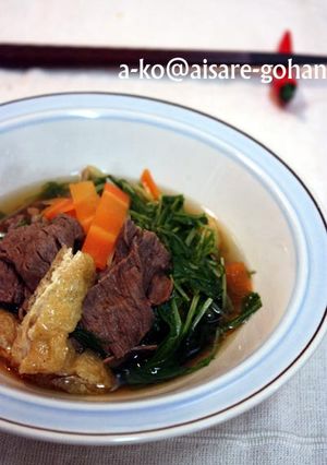 「水菜と牛肉の煮びたし」“おうち”の味♪-レシピのメイン写真
