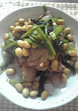 豚、大豆、小松菜の炒め物-レシピのメイン写真
