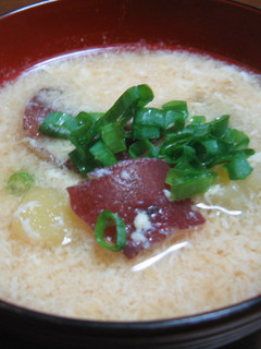 ほくほく♪サツマイモのかき玉味噌汁-レシピのメイン写真