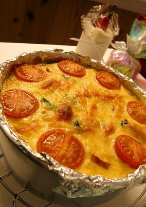 パイ生地不要♪クリスマスに♪豆腐キッシュ-レシピのメイン写真
