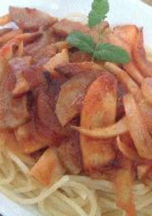 エリンギのケチャップ煮パスタ-レシピのメイン写真