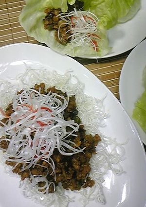 挽肉の味噌炒め レタス包み-レシピのメイン写真