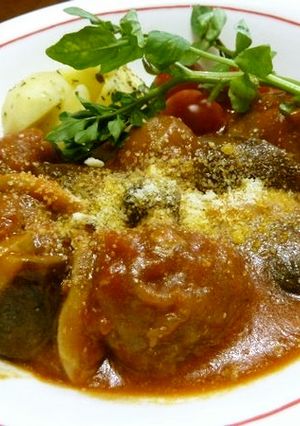 チーズ入りミートボールのトマト煮込み♪-レシピのメイン写真