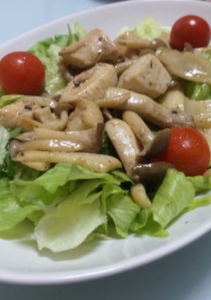 ヘルシー♪きのこと鶏肉のペペロンサラダ♪-レシピのメイン写真
