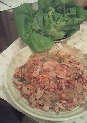 納豆と肉野菜炒めのレタス包み-レシピのメイン写真